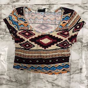Aztec Print Spandex Crop Top